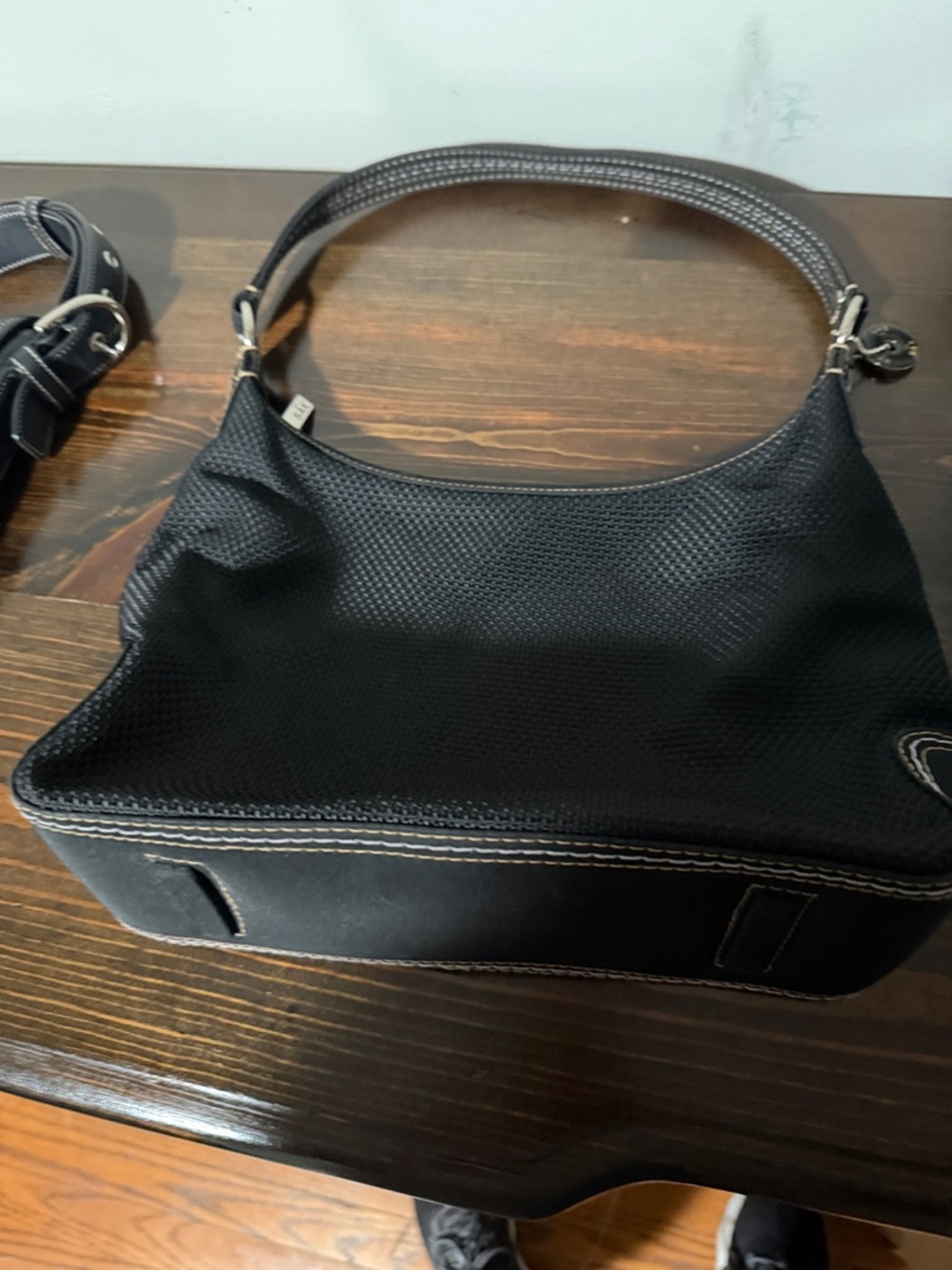 The Sak Black Shoulder Bag with Contrast Stitching